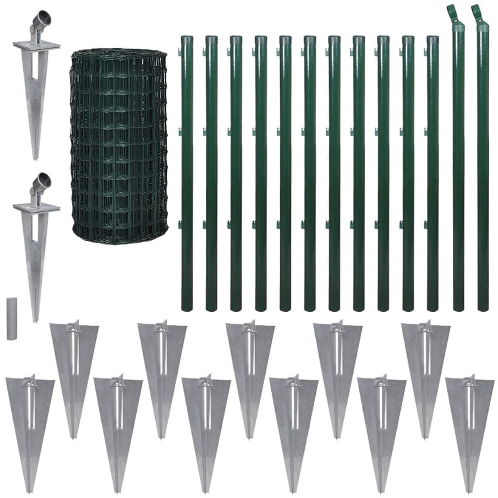 

vidaXL Euro Fence Steel 82'x5.6' Green