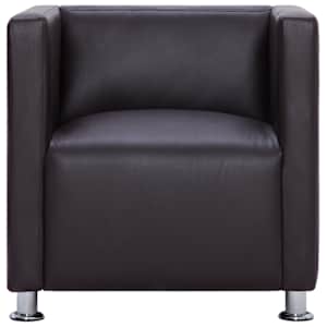 vidaXL Sill&oacute;n en forma de cubo de cuero sint&eacute;tico marr&oacute;n