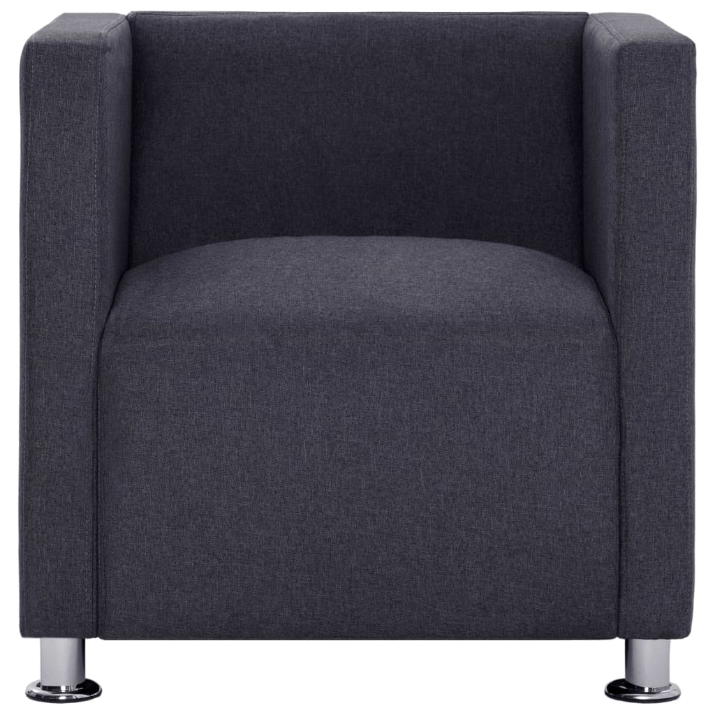 vidaXL Fauteuil kubus stof donkergrijs