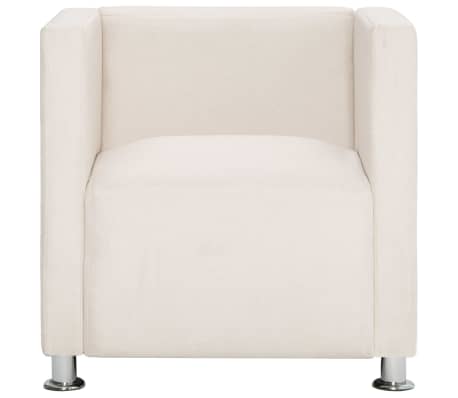 vidaXL atpūtas krēsls, kuba forma, krēmkrāsas audums