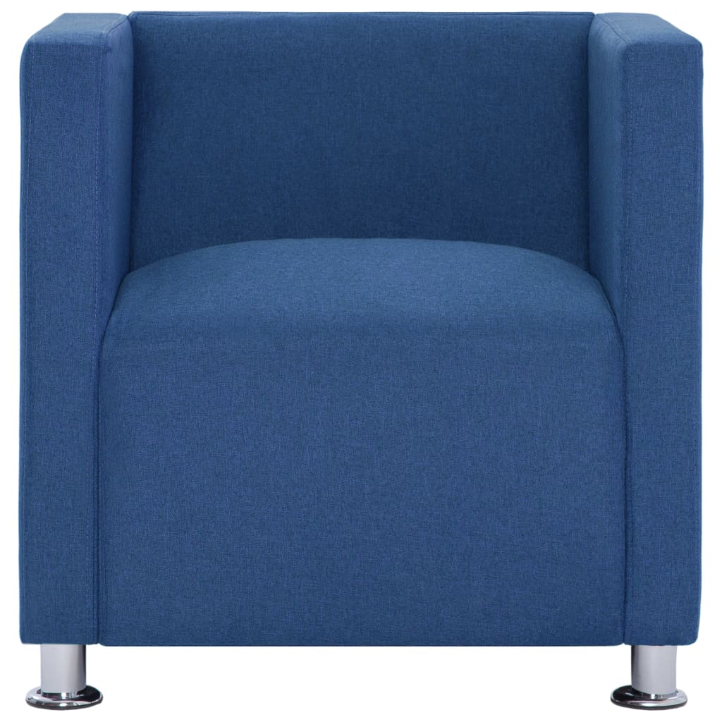 vidaXL atpūtas krēsls, kuba forma, zils audums