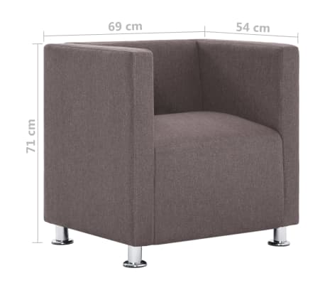 vidaXL Kubformad fåtölj taupe tyg vidaXL Kubformad fåtölj taupe tyg