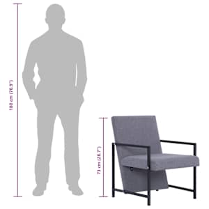 Křeslo světle šedé textil - obrázek 9