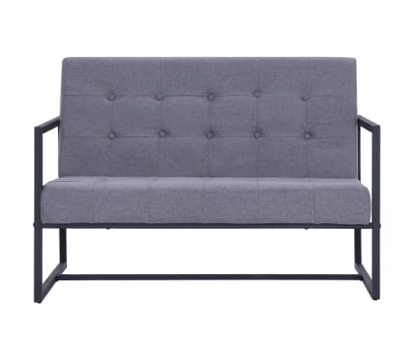 vidaXL Dvivietė sofa su porankiais, švies. pilk. sp., plienas ir aud.