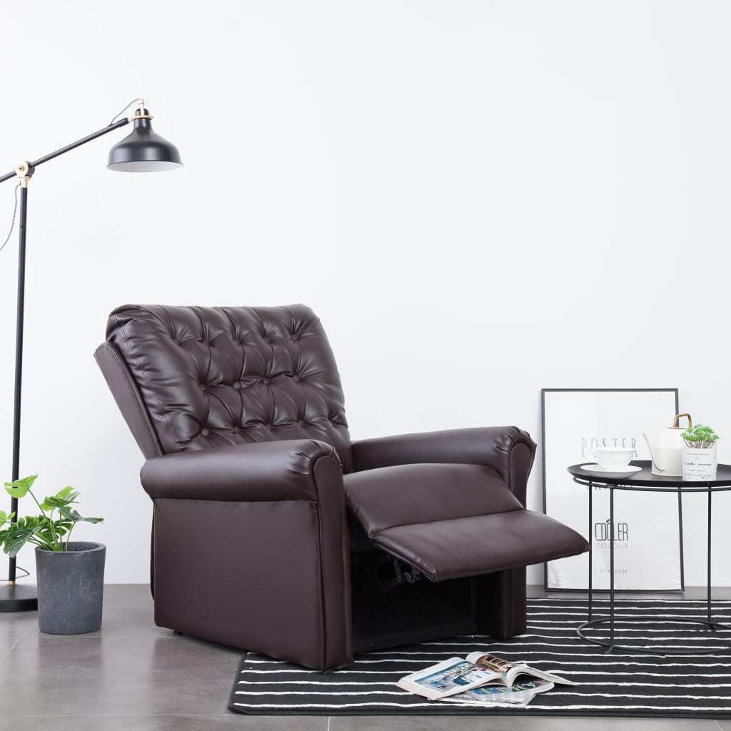 vidaXL Cadeira reclinável couro artificial castanho