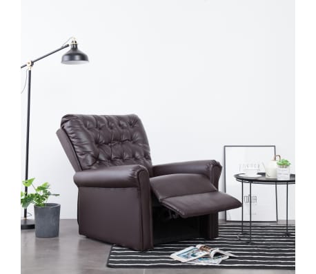 vidaXL Cadeira reclinável couro artificial castanho