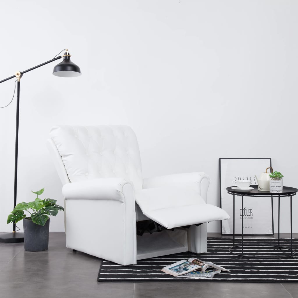 vidaXL Cadeira reclinável couro artificial branco