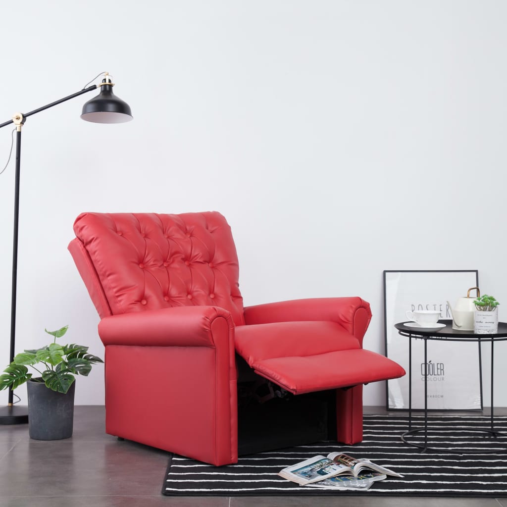 vidaXL Reclining Chair Red Faux Leather