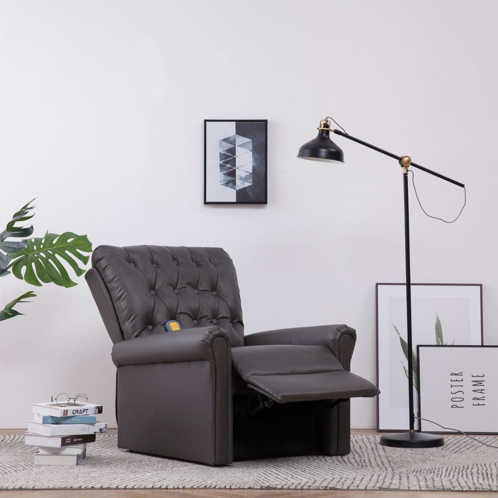 

vidaXL Massagestoel verstelbaar kunstleer grijs