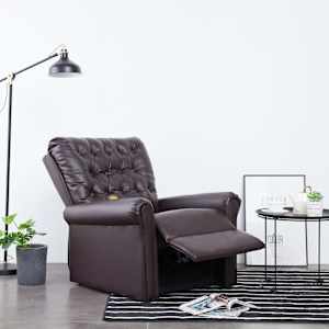 vidaXL Atlo&scaron;iamas masažinis krėslas, rudos sp., dirbt. oda