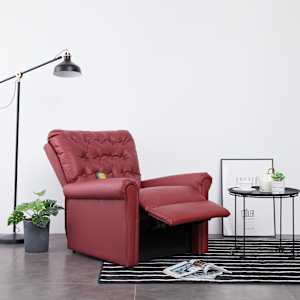 vidaXL Atlošiamas masažinis krėslas, tamsiai raudonas, dirbt. oda