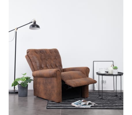 vidaXL Reclining Chair Brown Faux Suede Leather