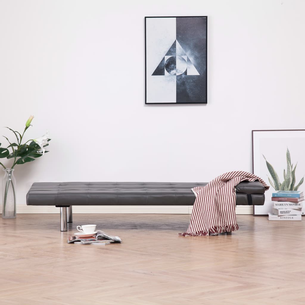 

vidaXL Slaapbank met twee kussens kunstleer grijs