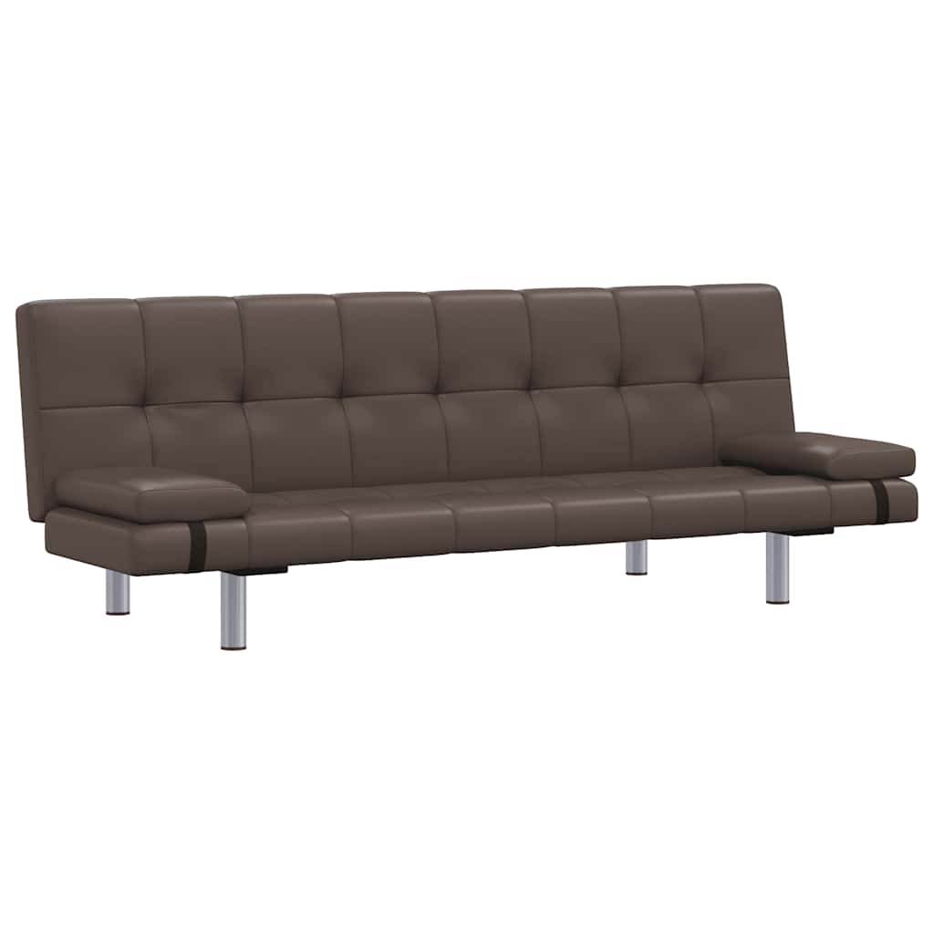 VidaXL Rozkládací pohovka se 2 polštáři hnědá umělá kůže