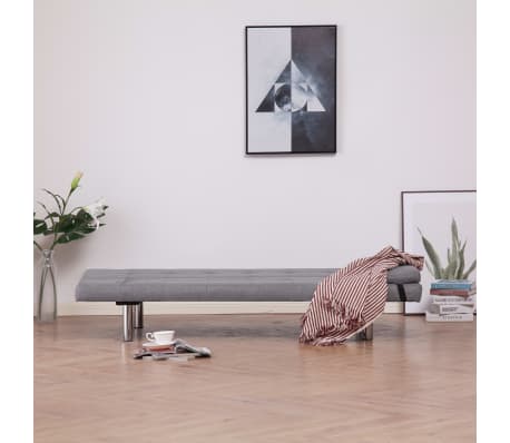 vidaXL ソファベッド 枕2点付き ライトグレー ポリエステル製