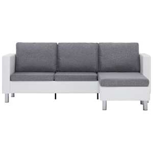 vidaXL Trivietė sofa su pagalvėlėmis, baltos sp., dirbtinė oda