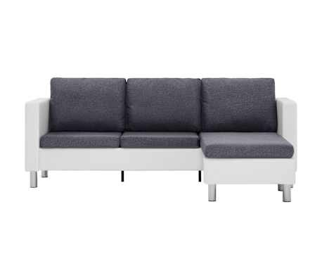vidaXL Trivietė sofa su pagalvėlėmis, baltos sp., dirbtinė oda