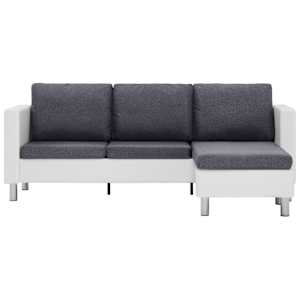 vidaXL Trivietė sofa su pagalvėlėmis, baltos sp., dirbtinė oda