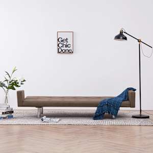 282220 vidaXL Sofa Bed with Armrest Brown Polyester