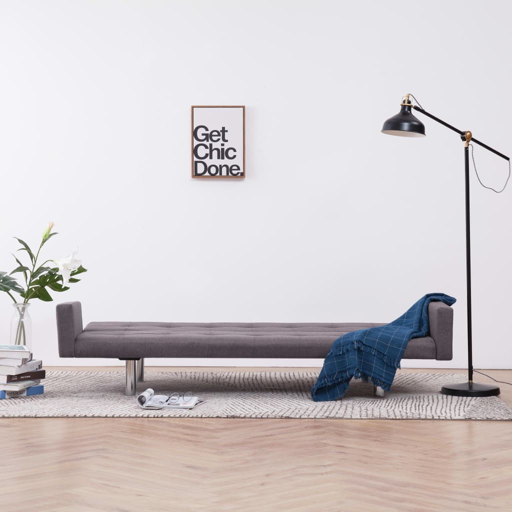 

vidaXL Slaapbank met armleuning polyester taupe