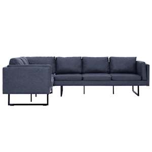 vidaXL Kampinė sofa, pilkos sp., dirbtinė versta oda