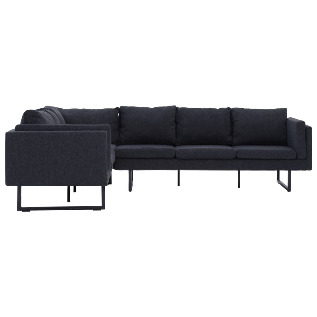 vidaXL Kampinė sofa, tamsiai pilkos spalvos, audinys