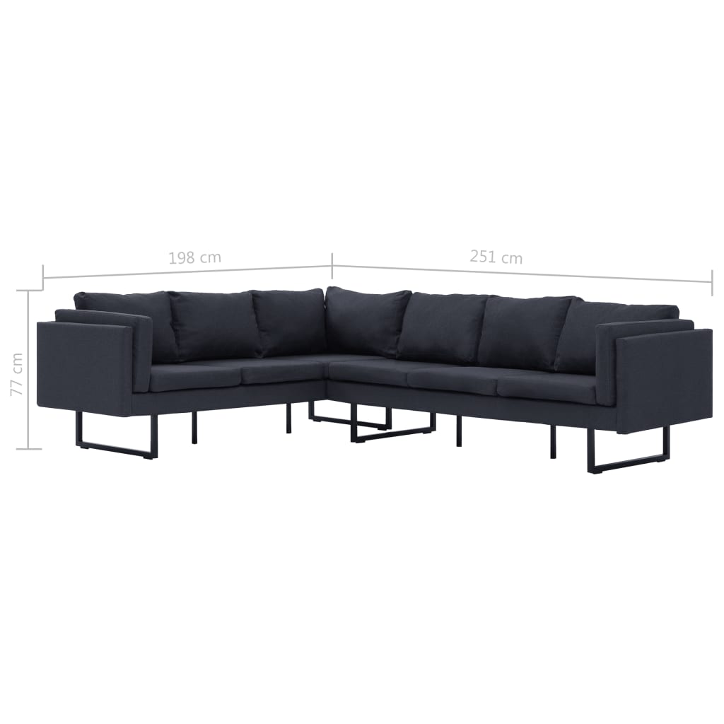Sofa Narożna, Ciemoszara, Materiałowa