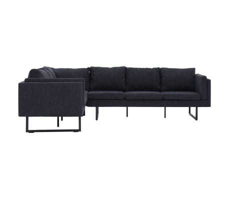 vidaXL Kampinė sofa, tamsiai pilkos spalvos, audinys