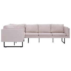 vidaXL Kampinė sofa, kreminės spalvos, audinys