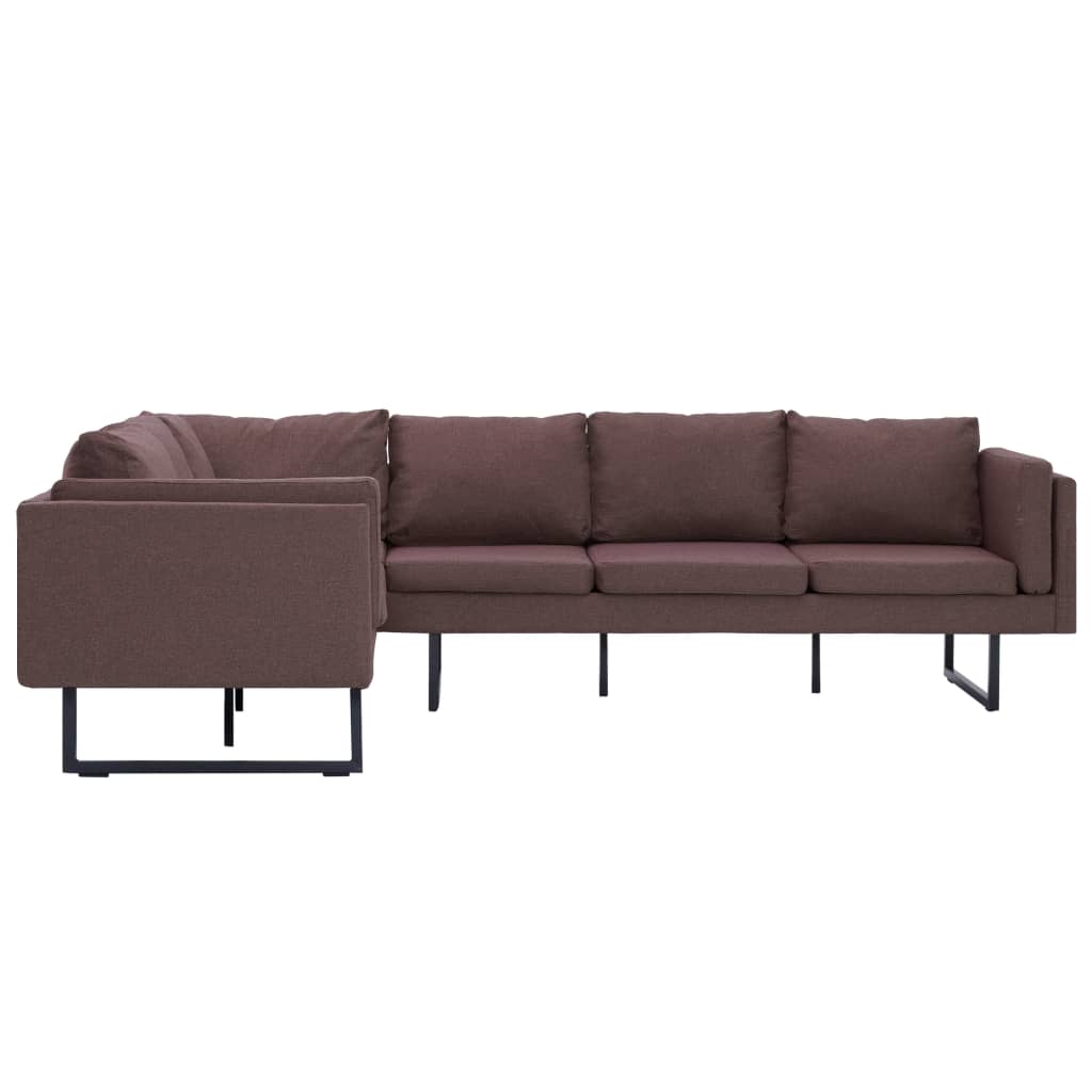 vidaXL Kampinė sofa, rudos spalvos, audinys