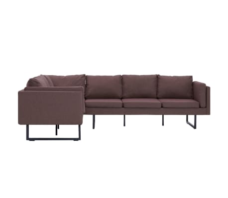 vidaXL Kampinė sofa, rudos spalvos, audinys