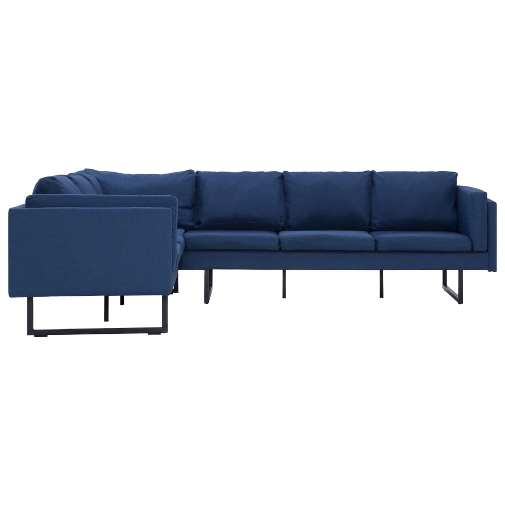 vidaXL Kampinė sofa, mėlynos spalvos, audinys