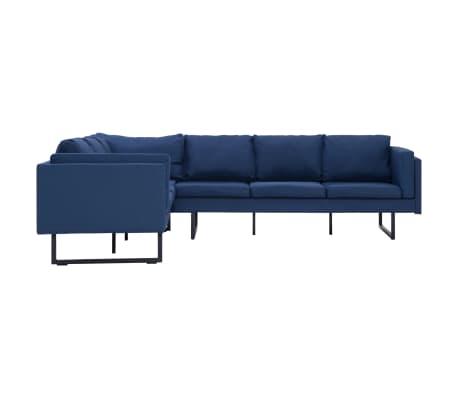 vidaXL Kampinė sofa, mėlynos spalvos, audinys