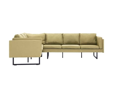 vidaXL Kampinė sofa, žalios spalvos, audinys