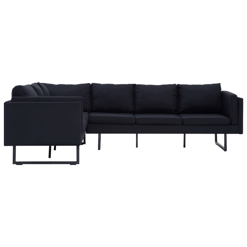 vidaXL Kampinė sofa, juodos spalvos, audinys