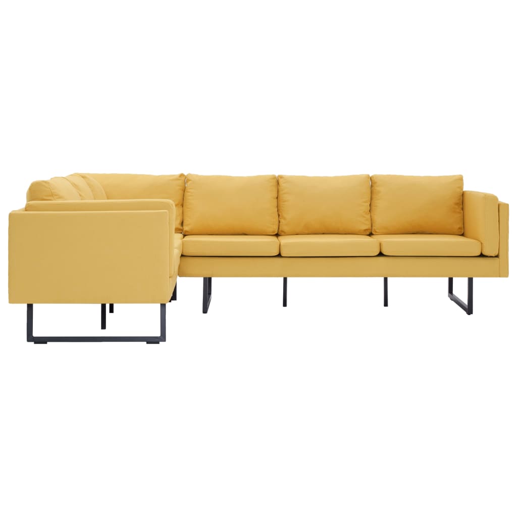 vidaXL Kampinė sofa, geltonos spalvos, audinys