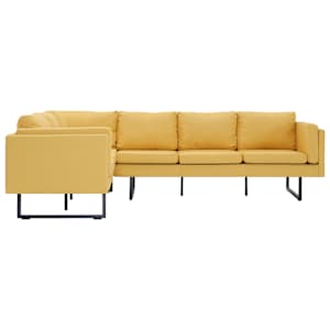 vidaXL Kampinė sofa, geltonos spalvos, audinys