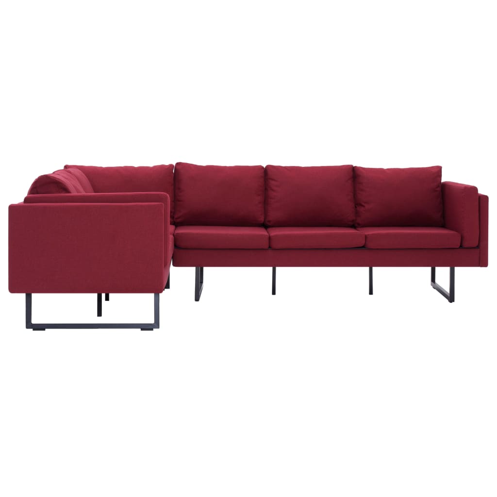 vidaXL Kampinė sofa, raudonos spalvos, audinys