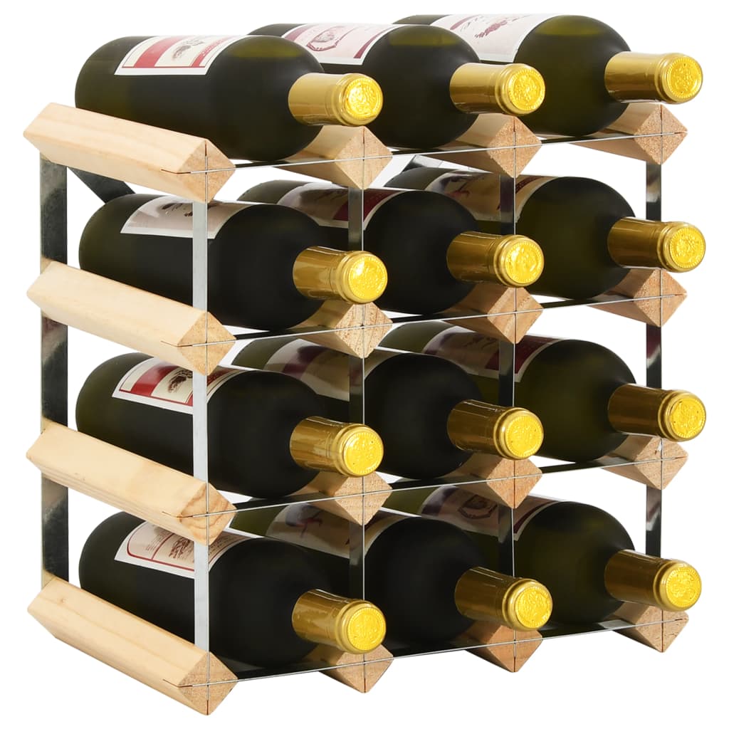 Tömör fenyőfa bortartó állvány 12 palackhoz 