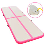 vidaXL Oppblåsbar gymnastikkmatte med pumpe 300x100x10 cm PVC rosa