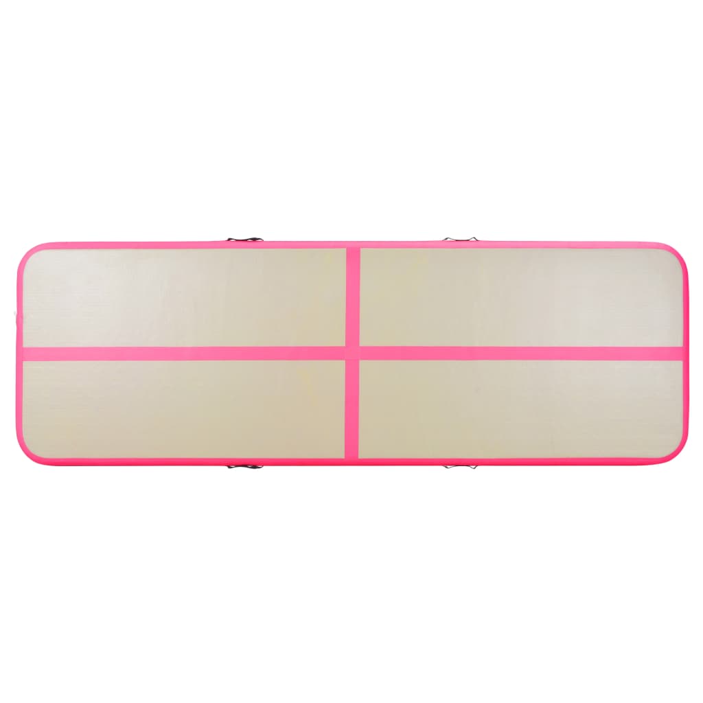 Rózsaszín PVC felfújható tornaszőnyeg pumpával 300x100x10 cm 