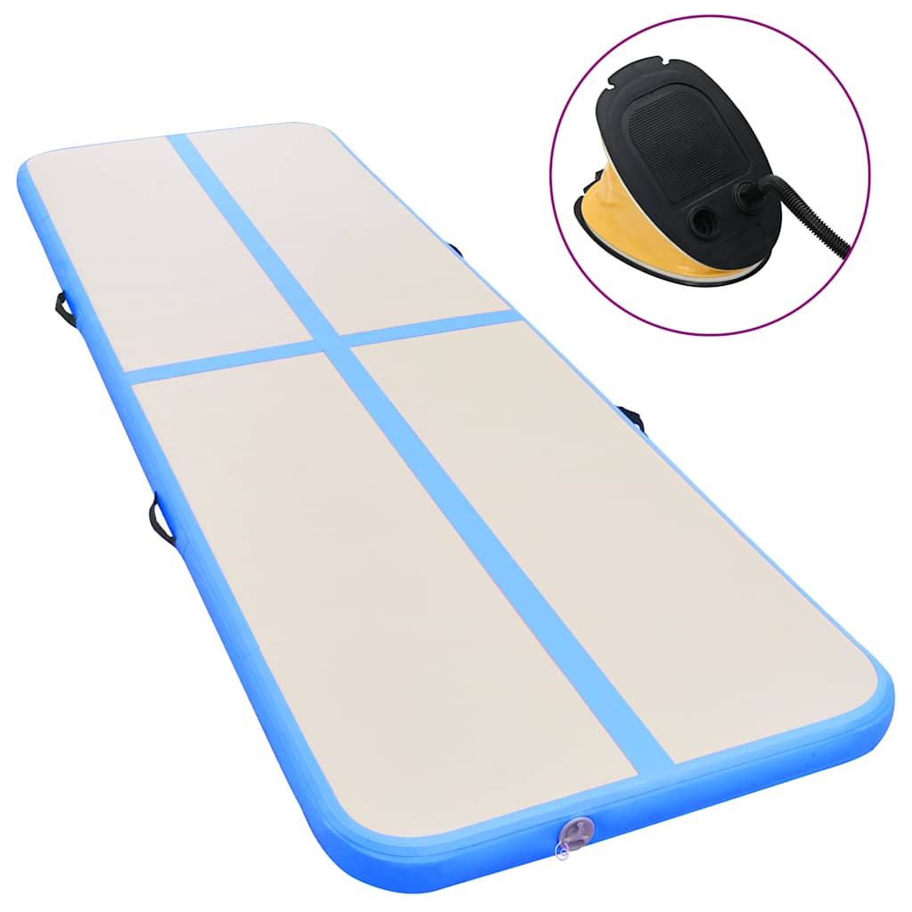 vidaXL Oppblåsbar gymnastikkmatte med pumpe 300x100x10 cm PVC blå