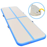 vidaXL oppustelig gymnastikmåtte med pumpe 300 x 100 x 10 cm PVC blå