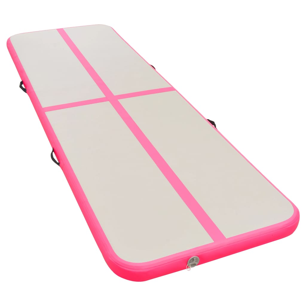 vidaXL Inflatable Gymnastics Mat with Pump 157.4"x39.3"x3.9" PVC Pink