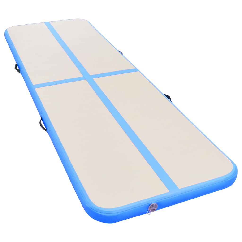 vidaXL Inflatable Gymnastics Mat with Pump 157.4"x39.3"x3.9" PVC Blue