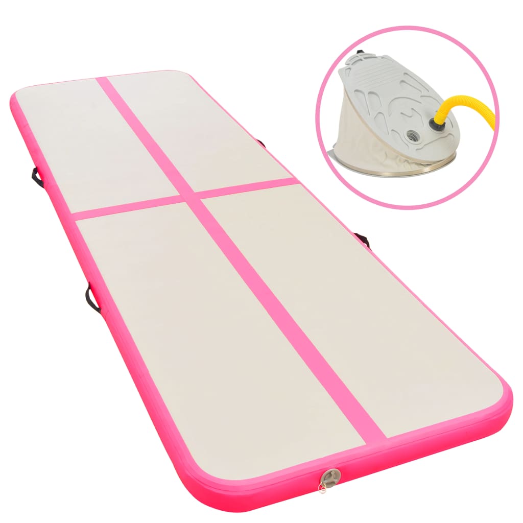 

vidaXL Inflatable Gymnastics Mat with Pump 196.9"x39.4"x3.9" PVC Pink