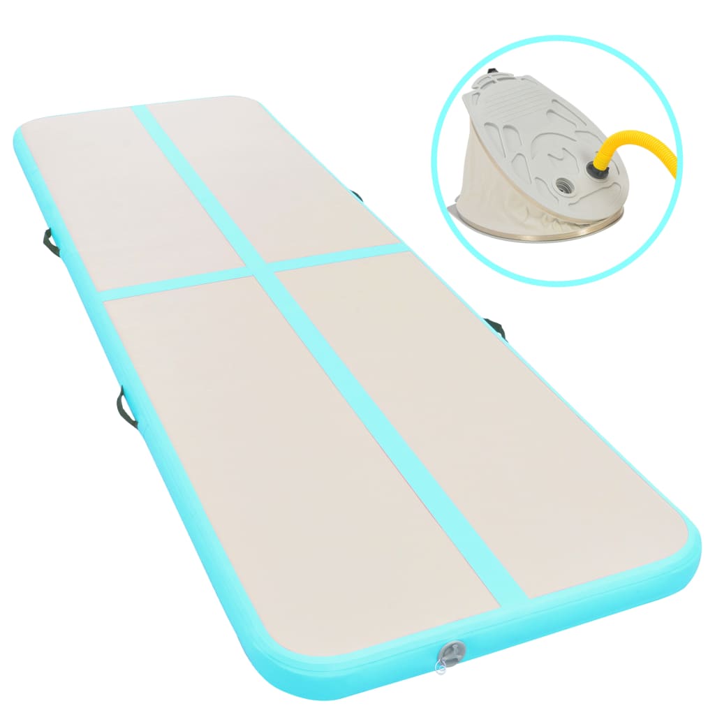 vidaXL Saltea gimnastică gonflabilă cu pompă verde 500x100x10cm PVC vidaxl.ro