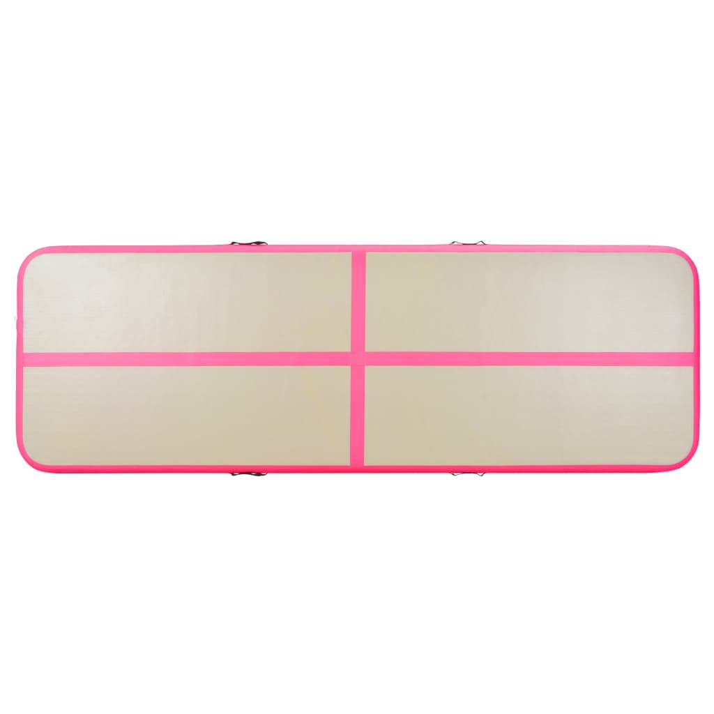 Rózsaszín PVC felfújható tornaszőnyeg pumpával 600x100x10 cm 