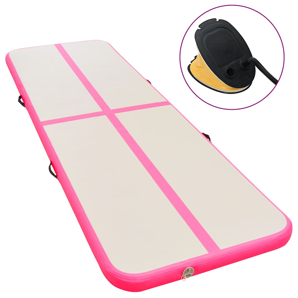 vidaXL Saltea gimnastică gonflabilă cu pompă roz 800x100x10cm PVC