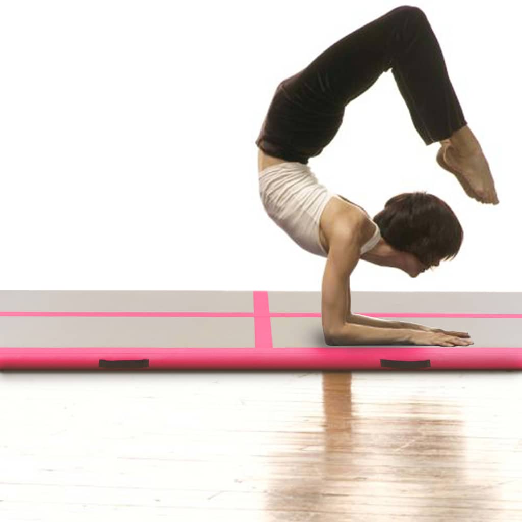 vidaXL Inflatable Gymnastics Mat with Pump 315"x39.4"x3.9" PVC Pink